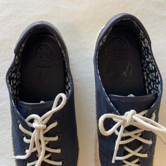 Tory Burch Canvas Platform Lace Up Espadrille Sz 9 - Picture 11 of 12